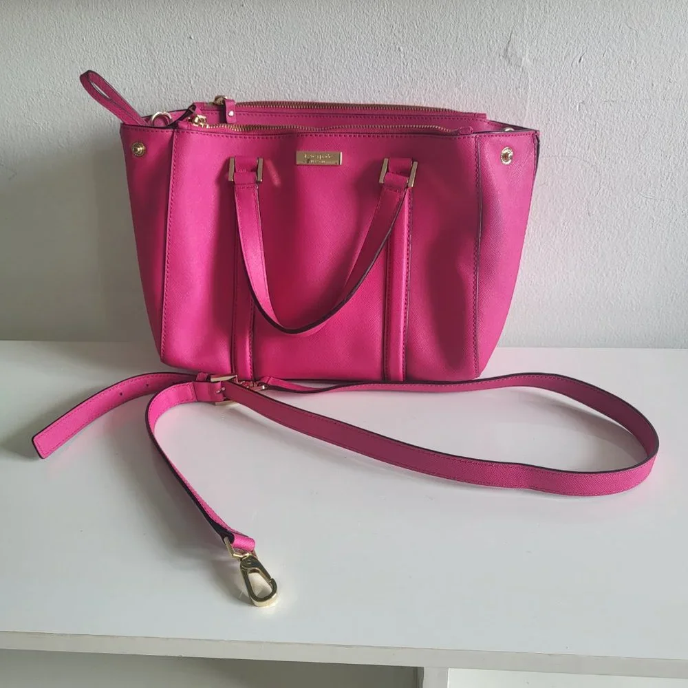 Kate Spade Newbury Lane leather Loden Satchel Crossbody bag + matching wallet - Picture 4 of 11